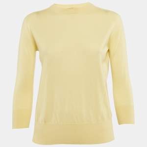 Loro Piana Yellow Manica Cashmere Knit Crewneck Sweater S