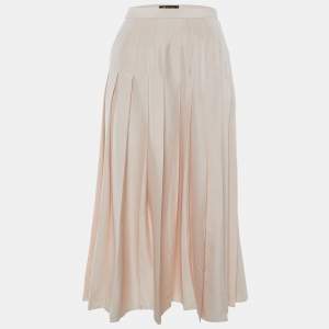 Loro Piana Pink Silk Pleated Midi Skirt S