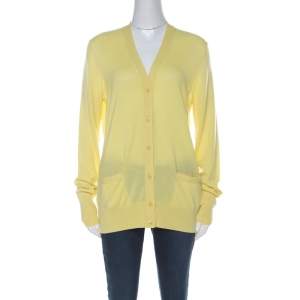 Loro Piana Yellow Cashmere Buttoned Cardigan L