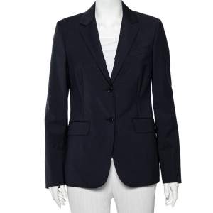 Pre Owned Loro Piana Navy Blue Wool Button Front Nolan Blazer M