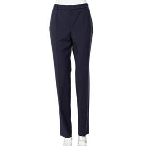 Pre Owned Loro Piana Navy Blue Wool Tapered Leg Jari Trousers M