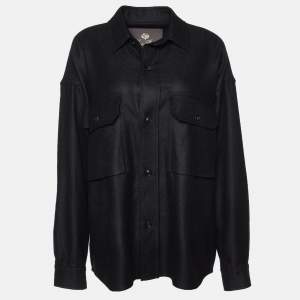Pre Owned Loro Piana Black Cashmere Flannel Alvar Overshirt S