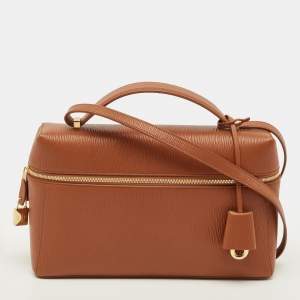 مملوكة مسبقًا Loro Piana Extra Bag L27 Tan Zibeline Leather Shoulder Bag