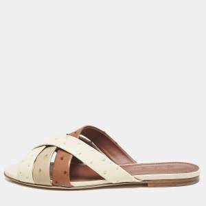 Loro Piana Multicolor Ostrich Aida Flat Slides Size 38