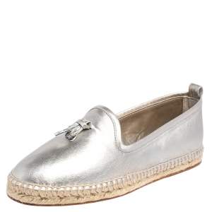 Loro Piana Gold Leather Summer Charms Flat Espadrilles Size 38