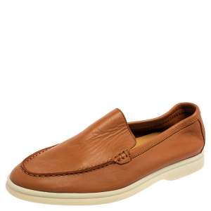 Pre Owned Loro Piana Tan Leather Summer Walk Loafers Size 39