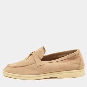 Pre Owned Loro Piana Beige Suede Summer Charms Walk Loafers Size 42