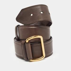 Loro Piana Brown Leather Buckle Belt 95CM