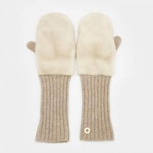 مملوكة مسبقًا Loro Piana Beige Cashmere and Mink Gloves S