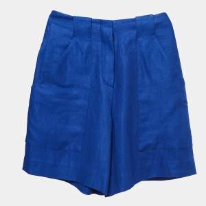Loro Piana Blue Linen High Rise Shorts XS