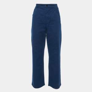 Loro Piana Navy Blue Denim Wide Leg Jeans M Waist 32"