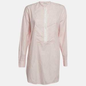 Pre Owned Loro Piana Pink Pinstripe Cotton Blend Tunic Top M