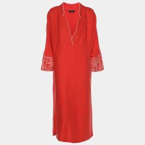 Loro Piana Coral Pink Cotton Kaftan Dress L