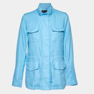 Pre Owned Loro Piana Blue Linen Traveller Jacket L