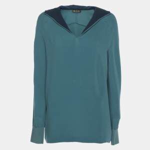 Loro Piana Blue Silk Hoodie XL