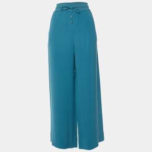 Pre Owned Loro Piana Blue Silk Crepe Joggers M
