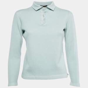 Pre Owned Loro Piana Light Blue Wool Blend Polo T-Shirt XL