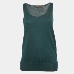 Loro Piana Blue Silk Blend Knit Sleeveless Top M