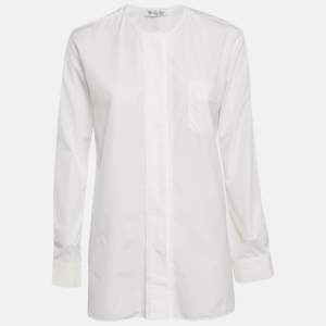 Loro Piana White Cotton Button Front Blouse S