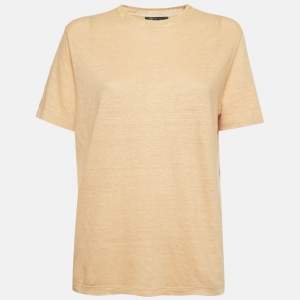 Pre Owned Loro Piana Yellow Linen Jersey Crewneck T-Shirt M