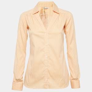 Loro Piana Orange Striped Cotton Blend Shirt S