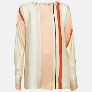 Loro Piana Multicolor Silk Long Sleeve Top M