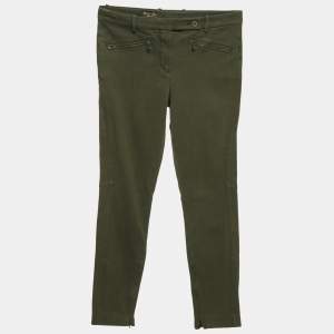 Loro Piana Khaki Green Stretch Cotton Skinny Jeggings M