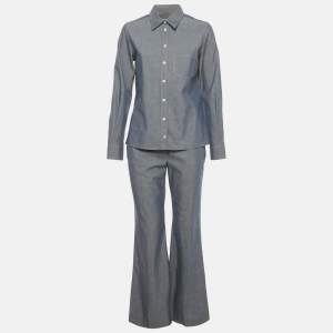Loro Piana Blue Cotton and Cashmere Shirt and Pants Suit S