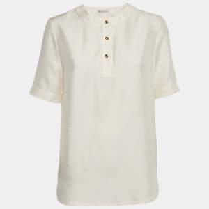 Loro Piana Cream Dupion Silk Jadyn Blouse S