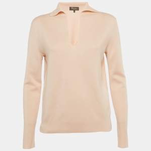 Pre Owned Loro Piana Pink/Peach Cashmere Long Sleeve Pullover S