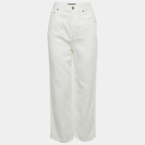 Pre Owned Loro Piana White Denim Wide Leg Jeans S Waist 25"