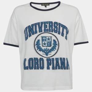 Pre Owned Loro Piana White Varsity Jersey T-Shirt XS