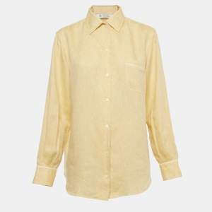 Pre Owned Loro Piana Yellow Linen Neo André Shirt M