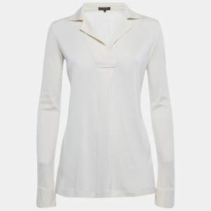 Pre Owned Loro Piano Cream Jersey Collared Top S