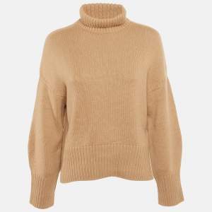 مملوكة مسبقًا Loro Piana Beige Cashmere Rib Knit Turtle Neck Sweater S