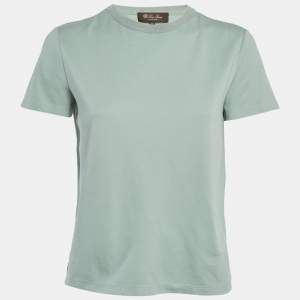 Pre Owned Loro Piana Green Jersey Crew Neck T-Shirt S