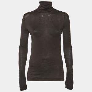 مملوكة مسبقًا Loro Piana Brown Jersey Turtle Neck Sweatshirt S