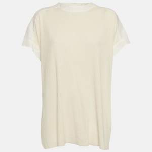 Pre Owned Loro Piana Off-White Knit Tunic Top M 