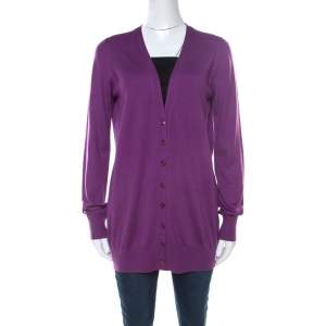 Loro Piana Purple Cashmere Long Cardigan L
