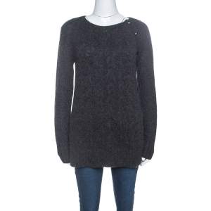 Loro Piana Charcoal Grey Cashmere Cable Knit Sweater M