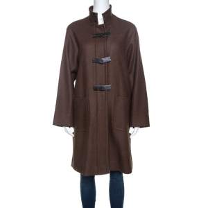 Loro Piana Brown Wool Front Button Detail Long Coat L