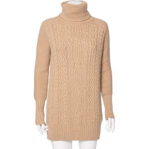 Pre Owned Loro Piana Beige Cashmere Knit Turtle Neck Sweater M