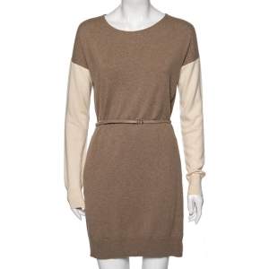 Loro Piana Beige Baby Cashmere Belted Dress M