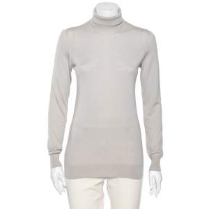 Pre Owned Loro Piana Grey Cashmere Turtleneck Sweater M