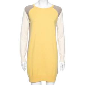 Loro Piana Multicolor Cashmere Long Sleeves Midi Dress M