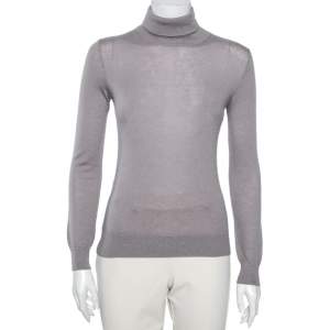 Pre Owned Loro Piana Grey Cashmere Knit Turtleneck Jumper M