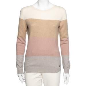 Pre Owned Loro Piana Color Block Striped Cashmere Sweater M