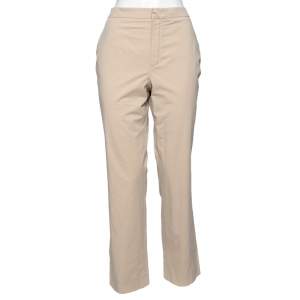 Pre Owned Loro Piana Beige Cotton Straight Pants M