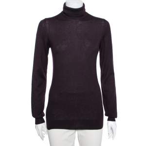 Pre Owned Loro Piana Purple Cashmere Turtle Neck Sweater M