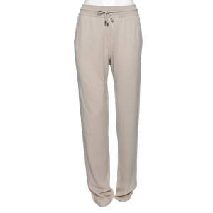 Pre Owned Loro Piana Beige Cashmere Drawstring Joggers M
